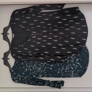 Sonoma Women's 3/4 Sleeve Blue And Black Blouse Size Small Bundle